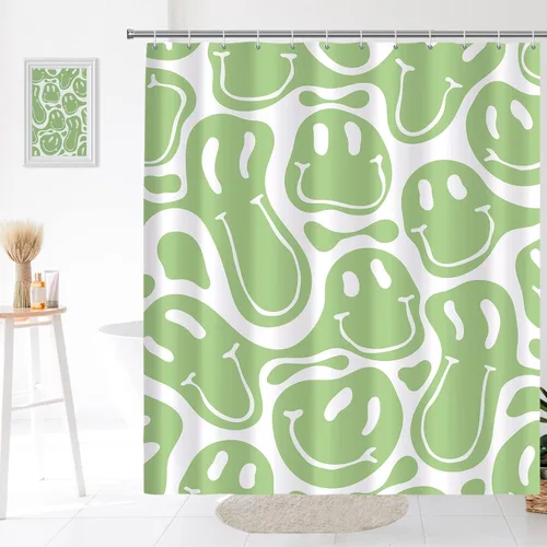 Miniatura 18 de Decoración de baño hippie retro, cortina de ducha de vaca y fresa, tela de poliéster impermeable, 72 x 72 pulgadas, albaricoque