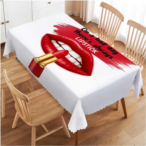 Miniatura 15 de Swono Mantel de 52 x 70 pulgadas con patrón atómico de mediados de siglo, diseño geométrico atómico, para mesa de comedor y granja, antimanchas