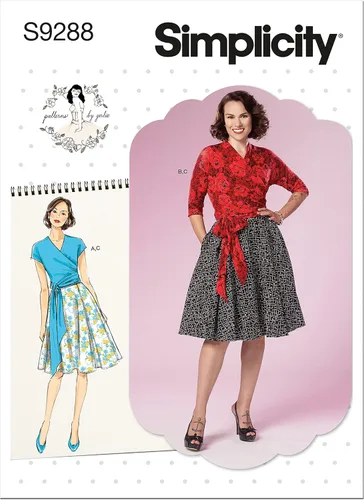 Misses' - Kit de patrón de costura para parte superior cruzada y falda acampanada, código 9288
