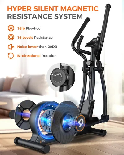 Miniatura 2 de pooboo Elliptical Exercise Machine,Elliptical Machine for Home with Hyper-Quiet Magnetic Driving System&LCD Monitor, Elliptical Trainers with 15.5IN