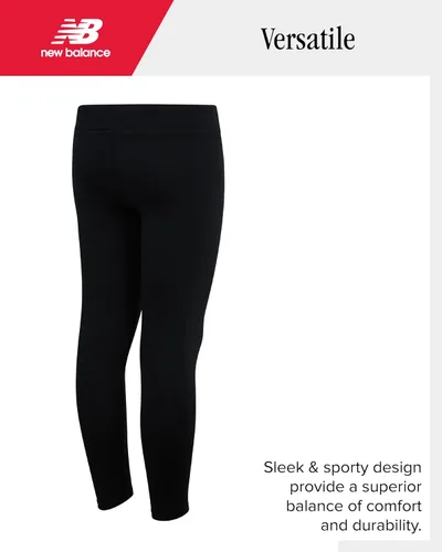 Miniatura 19 de New Balance Conjunto de leggings para niñas, camisa de manga corta de 3 piezas y leggings para niñas, pantalones de yoga para entrenamiento