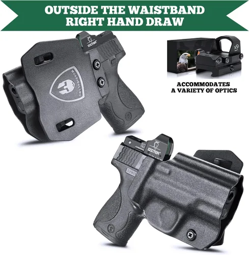 Miniatura 5 de WARRIORLAND Funda OWB Kydex con corte óptico, ajuste seleccionado para Glock 17/19/19X/43/43X MOS, sin riel 1911, Hellcat/Hellcat Pro, Taurus S&W