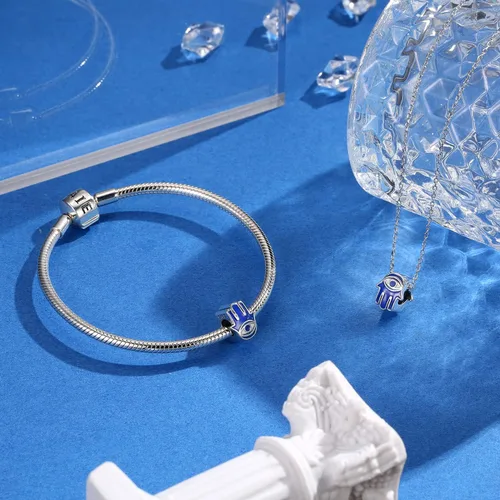 Miniatura 2 de AIEGNOS Dijes contra el mal de ojo de plata de ley 925 para pulsera y collar