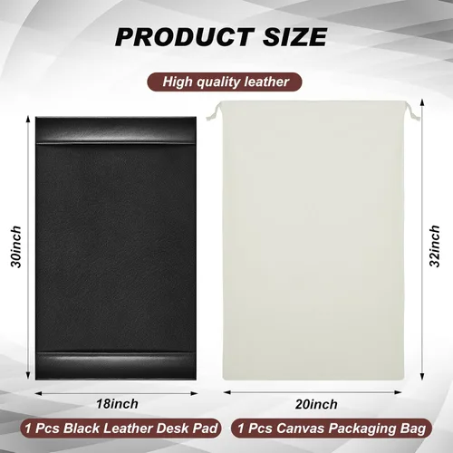 Miniatura 2 de Protector de Escritorio de Cuero 30" x 18" Almohadilla de Escritorio de Cuero con Rieles Laterales Tapete de Escritorio para Oficina Hogar Lugar
