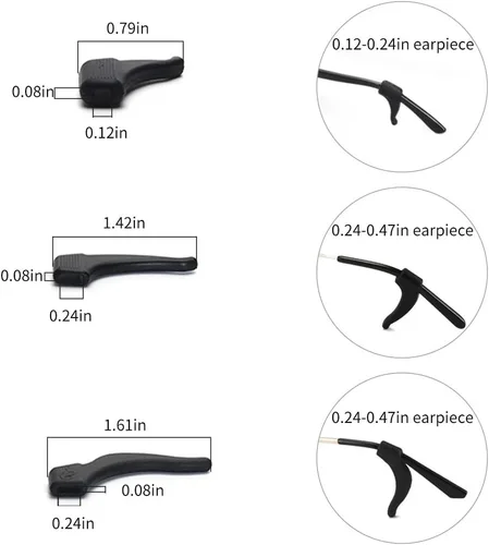 Miniatura 4 de 16 pares de ganchos para orejas de anteojos, soporte antideslizante para orejas, soporte para anteojos, topes para anteojos, puntas de patillas