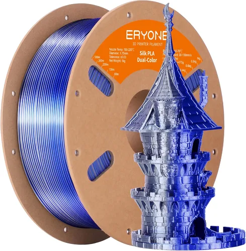 Miniatura 32 de ERYONE Filamento de ácido poliláctico (PLA) de seda bicolor para impresora 3D, de 1.75 mm +/- 0.03 mm, carrete de cartón de 1 kg (2.2 libras)