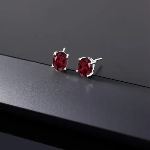 Miniatura 168 de Gem Stone King Aretes de oro de 14 quilates con piedra natal ovalada de 0.315 x 0.236 in Aretes de oro para mujer