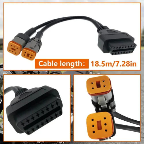 Miniatura 3 de 4 pin 6pin obd2 motocicleta cable diagnóstico escáner adaptador 4pin 6pin 2 en 1 motocicleta cable apto para Harley Davidson moto 4pin+6pin motorad