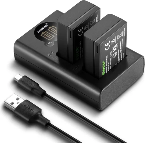 NEEWER Juego de batería de repuesto y cargador para EN-EL25, paquete de 2 baterías de 1350 mAh y cargador USB tipo C de doble canal, compatible con