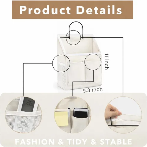 Miniatura 2 de Kanrichu 2 piezas Pequeña Bolsa Organizadora de Pared Colgante, Cesta de Almacenamiento de Tela de Lino con Bolsillos para Colgar en la Puerta