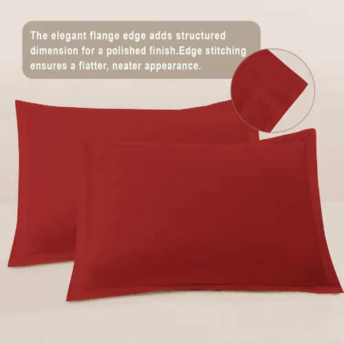 Miniatura 6 de Juego de funda de edredón 100% algodón, cierre de cremallera oculto, ultra suave, fácil de cuidar y duradero, estilo de cama simple, Queen, rojo
