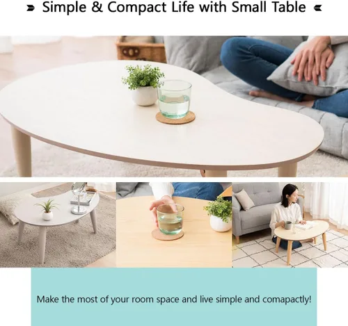 Miniatura 4 de EMOOR Mesa de centro plegable de madera en forma de pera (31.5 x 20.5 pulgadas), natural, mesa baja para sentarse en el suelo, espacio pequeño