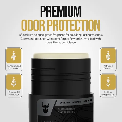 Miniatura 2 de The Beard Struggle Marauder's Defense - Desodorante con infusión de carbón natural para hombres, sin aluminio, colección Platino, Vanir's Wisdom
