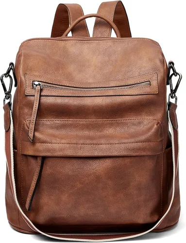 Miniatura 2 de BROMEN Mochila para mujer diseño de cuero bolso de hombro grande para mujer con carteras de mujer