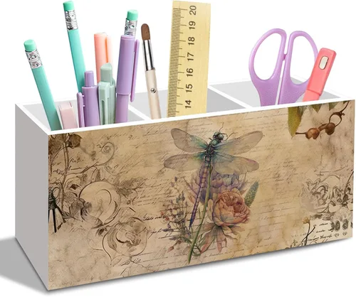 Miniatura 12 de Trendy Retro Leopard Print Pen Pencil Holder for Desk, Funky Cheetah Wooden Box Office Desk Accessories, Leopard Print Pen Holders Organizer for