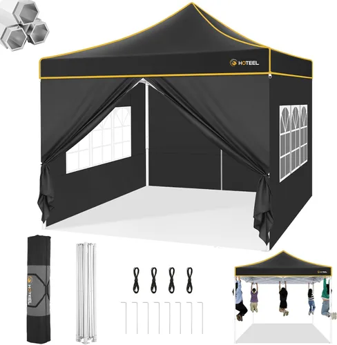 Miniatura 23 de Hoteel 10x15 Pop Up Canopy Tent Heavy Duty with 4 Sidewalls, Waterproof Party Tent, Easy Set-up Commercial Instant Tents with Roller Bag & Sandbags