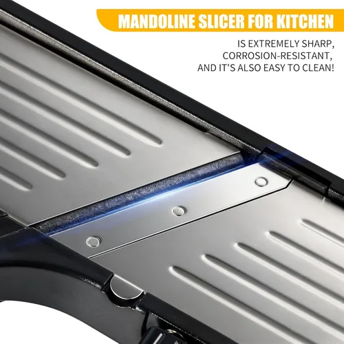Miniatura 11 de Mandoline - Cortador de alimentos para cocina, cortador de verduras de mandolina ajustable de acero inoxidable, cortador de alimentos para cebolla