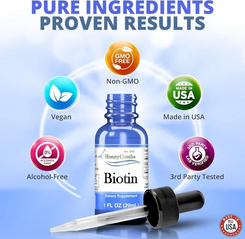 Miniatura 7 de B7 Drops 500% DV Biotina, vitaminas para el cabello y las uñas para mujeres, hombres y niños, líquido de biotina sublingual para una piel saludable