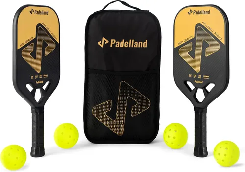 Padelland - Juego de palas de pickleball con 2 paletas, 4 bolas para exteriores y bolsa de transporte, equipo completo de pickleball para juego de