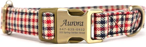 Miniatura 25 de Collar de perro personalizado con nombre y número de teléfono grabado, collar ajustable personalizado para cachorros, collar de algodón orgánico