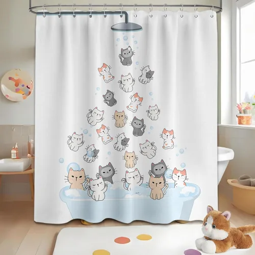 Miniatura 43 de Cortina de ducha floral para primavera y verano, flores silvestres, flores y mariposas, decoración de baño, tela impermeable con ganchos, 70