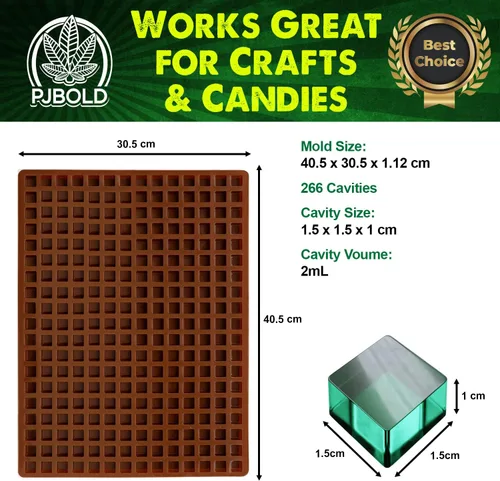 Miniatura 2 de Molde cuadrado de silicona para dulces, 266 cavidades, 2 mL