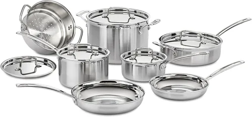 Miniatura 2 de Cuisinart MCP-12N Multiclad Pro - Juego de utensilios de cocina de acero inoxidable (12 piezas) y cacerola MCP194-20N MultiClad Pro de 4 cuartos