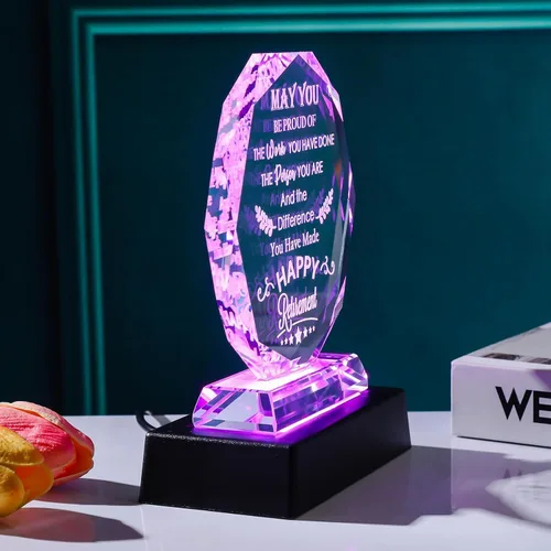Miniatura 5 de YWHL Regalos de jubilación para hombres y mujeres, regalos de feliz jubilación 2026 con base LED, recuerdos de cristal, regalo para jubilados