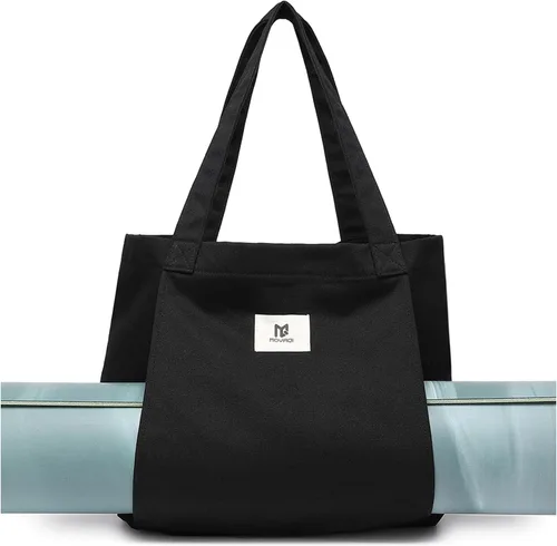 Bolsa de hombro con bolsillo para transportar esterilla de yoga Moyaqi de lona, bolsa de transporte para oficina, entrenamiento, pilates, viaje,