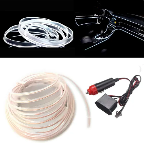Miniatura 18 de MaxLax Tira de Iluminación LED de Neón Azul para Interior de Auto - 9.84 Pies de Cable EL de 12V Flexible con Protección de Fusible Integrada