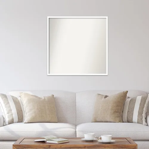 Miniatura 694 de Amanti Art Espejo de baño blanco para sobre el fregadero, 32 x 45 pulgadas, espejo de tocador rectangular blanco esbelto, marco de madera moderno