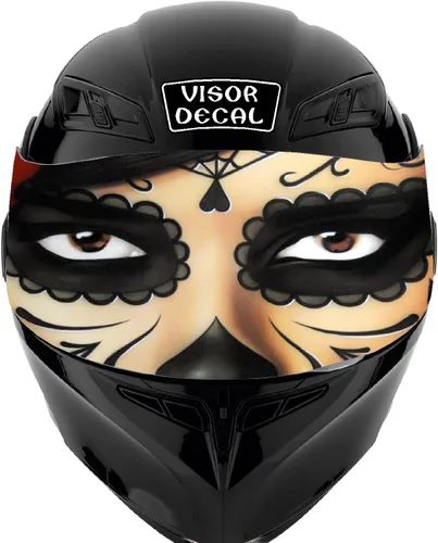 Miniatura 4 de Calcomanía de visera de calavera para casco compatible con: Icon Shoei Bell HJC Scorpion AGV V2 (V25 Skull)