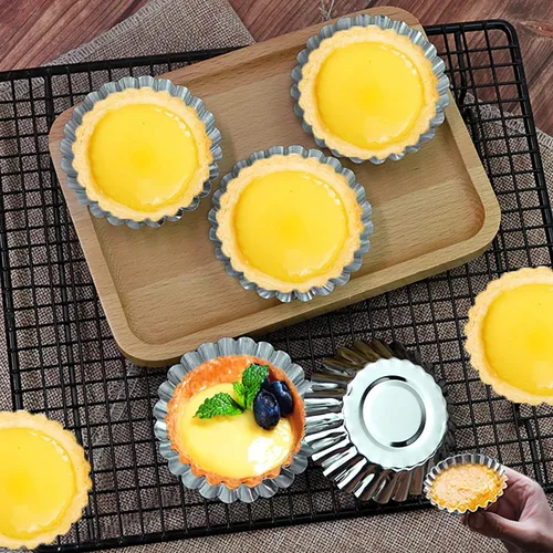 Miniatura 4 de Moldes para tarta de huevo, paquete de 32 moldes para tartas de 2.75 pulgadas, mini latas de aluminio para hornear (paquete de 32 – 2.75 pulgadas)
