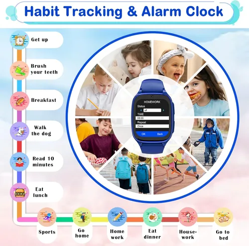 Miniatura 4 de Reloj inteligente 4G para niños y niñas de 4 a 12 años con llamadas, SOS, controles parentales, juegos, cámara, alarma, video, música, regalo