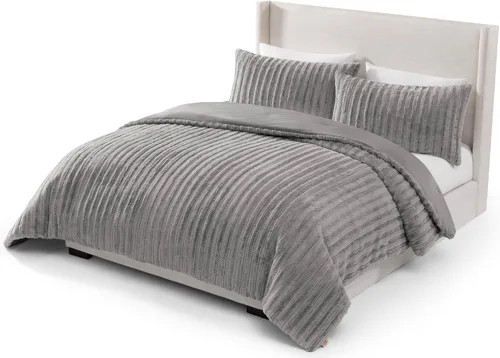 Miniatura 10 de UGG Juego de edredón Full/Queen con 2 fundas de almohada, ropa de cama de pelo sintético suave, cálido, edredón alternativo de plumón lavable