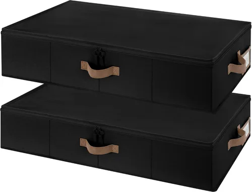 Miniatura 11 de StorageWorks Almacenamiento debajo de la cama con tapa, paquete de 2 contenedores de almacenamiento debajo de la cama para ropa, ropa de cama y Beige