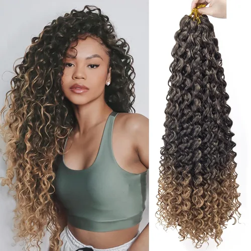Miniatura 72 de 8 Paquetes de Cabello Rizado con Ganchillo GoGo, Cabello Rizado con Ganchillo para Mujeres Negras, Trenzado de Onda Profunda, Cabello Sintético
