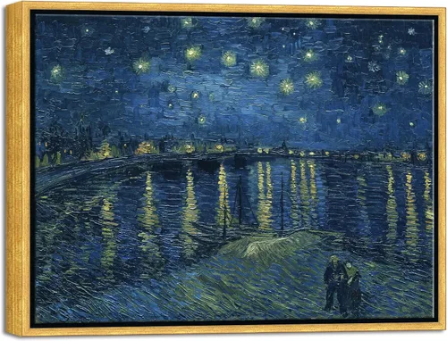 Miniatura 11 de Wieco Art Cuadro enmarcado dorado Noche estrellada sobre el Ródano Impresiones en lienzo Arte de pared de Van Gogh Pinturas reproducción Impresiones
