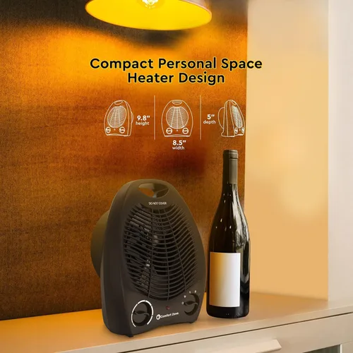 Miniatura 8 de Comfort Zone Calentador de Espacio Portátil Eléctrico de Ventilador Forzado con Termostato Ajustable, Sensor de Sobrecalentamiento, Interruptor