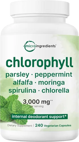 Micro Ingredients Complejo de Súper Verdes con Clorofila | 240 Cápsulas Vegetales con Perejil, Moringa, Espirulina, Clorela y Más | Sin Gluten, Sin