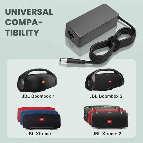 Miniatura 5 de Cargador de 19 V compatible con JBL Boombox 3, Boombox 2, Boombox 1 altavoz portátil inalámbrico compatible con cable adaptador de fuente