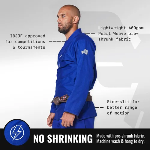 Miniatura 2 de Elite Sports Kimono para hombres aprobado por la IBJJF (Federación Internacional de Jiu Jitsu Brasileño) de tela pre-encogida para Jiu Jitsu