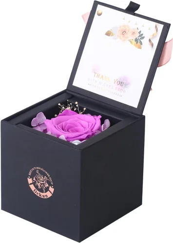 Miniatura 7 de Caja de regalo de rosas auténticas preservadas, rosas reales, rosas recién cortadas de primera calidad, regalos para el día de la madre y San