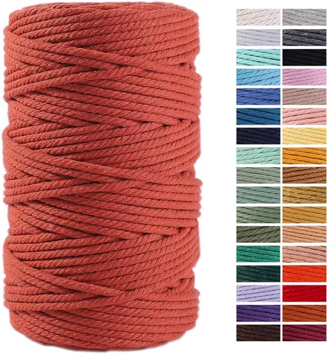 Miniatura 47 de Cuerda de Macramé Gris Claro 3mm x 109 Yardas, Cuerda de Algodón de Colores Cuerda para Manualidades Cuerda de Algodón Colorida para Colgar