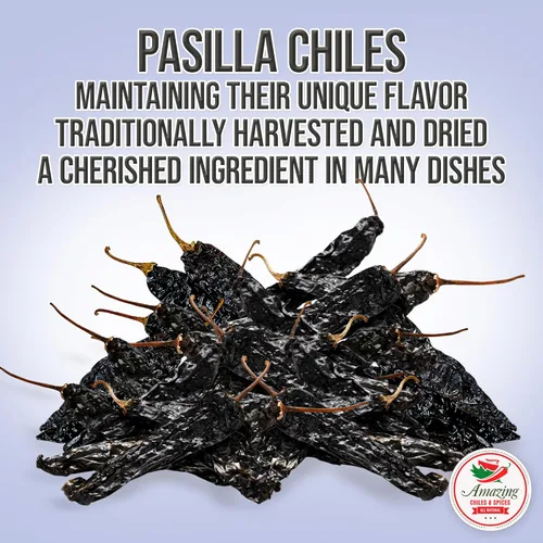 Miniatura 4 de Pasilla Chiles Secos 8 oz - Básico para cocina mexicana, topos, salsas, guisos, salsa, sopas. Calor suave – Punget y sabor picante. Bolsa