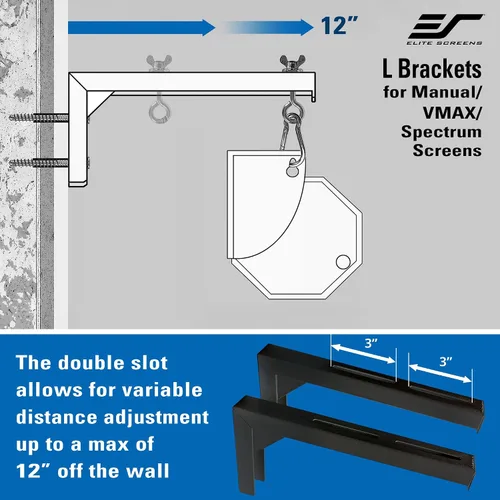 Miniatura 5 de Elite Screens VMAX Soportes en L para colgar de techo o pared, manual.
