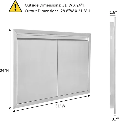 Miniatura 2 de JIE JIN Puerta de Acceso para Parrilla 24" An X 24" Al Puertas de Cocina Exterior Puertas Dobles Engrosadas Acero Inoxidable 304 Accesorios