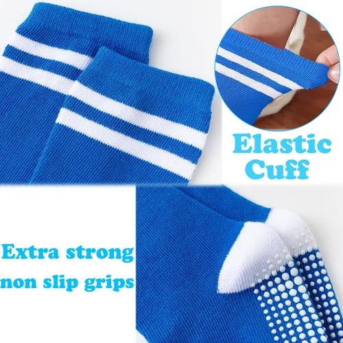 Miniatura 5 de Calcetines altos hasta la rodilla para bebé, calcetines de tubo antideslizantes, 5 pares de calcetines de agarre atlético, niños y niñas