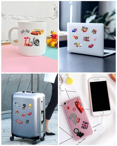 Miniatura 6 de 216 tatuajes temporales rápidos para decoraciones de fiestas temáticas de autos de carreras, 2 calcomanías rápidas y 2 de estilo curioso, tatuajes