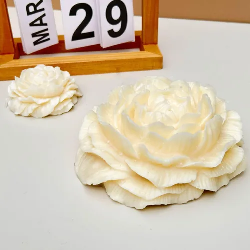 Miniatura 4 de Paquete de 2 moldes de silicona de peonía de 3.5 pulgadas y 6.7 pulgadas, molde de vela de flores de gran tamaño, cera de soja de jabón, accesorio